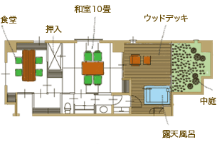 露天風呂付和室 間取り図
